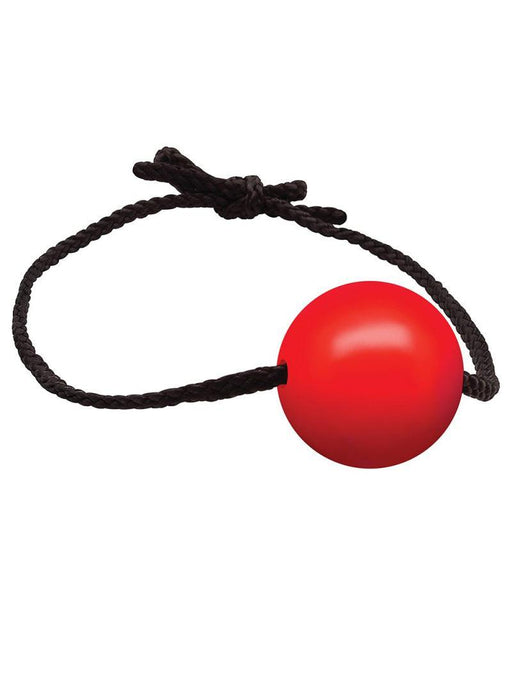 Black Label - Siliconen Ball Gag - Diameter 50 mm - Leren Koord - Rood-Erotiekvoordeel.nl