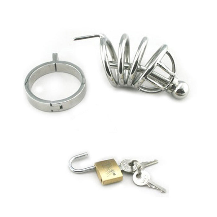 Black Label - Stainless Steel Chastity Cage With Penis Plug-Erotiekvoordeel.nl