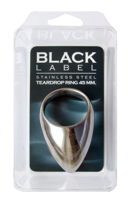 Black Label - Teardrop Cockring - Stimuleert de Prostaat - RVS - Zilver-Erotiekvoordeel.nl