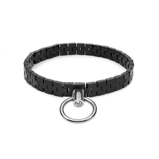 Black Label - Watch Link Collar - Collar met Horlogeschakels - Mat Zwart-Erotiekvoordeel.nl