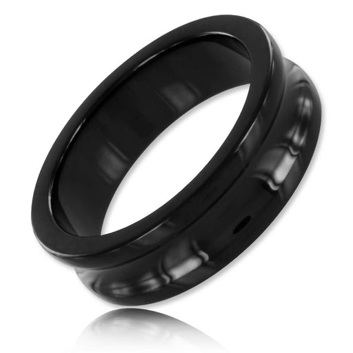 Black Line - Curved Cockring - RVS - Zwart-Erotiekvoordeel.nl