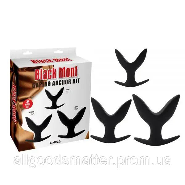 Black Mont - Gaping Anchor Kit - Anker Buttplug Set - 3 stuks - Zwart-Erotiekvoordeel.nl