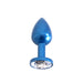 Kiotos - Blauwe Aluminium Buttplug Met Wit Sierkristal-Erotiekvoordeel.nl