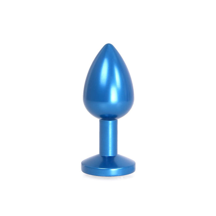 Kiotos - Blauwe Aluminium Buttplug Met Wit Sierkristal-Erotiekvoordeel.nl