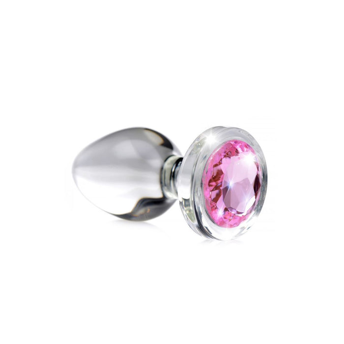 Booty Sparks - Pink Gem Glazen Buttplug Met Siersteen - Roze - Drie maten-Erotiekvoordeel.nl