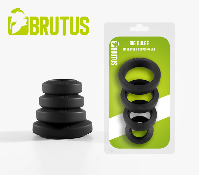 Brutus - Big Bulge - Siliconen Cockring Set met 4 verschillende maten - HyperSoft Silicone Cockring Set-Erotiekvoordeel.nl