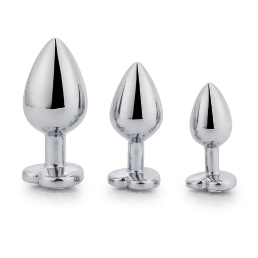 Brutus - Buttplug - Set met Aluminium Buttplugs met kristal - Zwart/Transparant/Rood-Erotiekvoordeel.nl