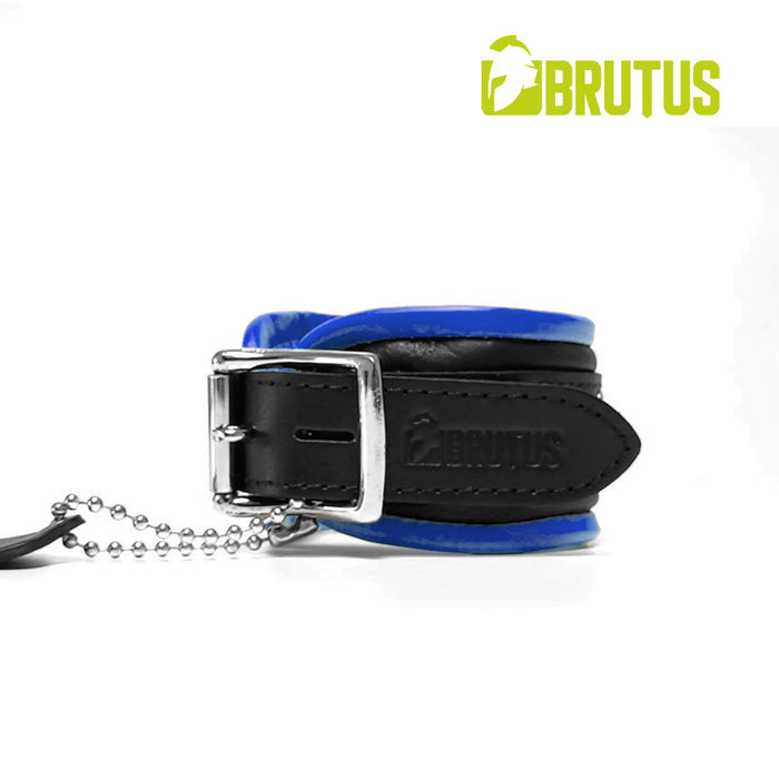 Brutus - Enkelboeien - Zwart Blauwe Leren Afsluitbare Enkelboeien - Leather Ankle Restraints Black Blue-Erotiekvoordeel.nl