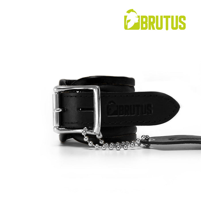 Brutus - Polsboeien - Leren Zwarte Handboeien - Afsluitbaar - Leather Wrist Restraints Black-Erotiekvoordeel.nl