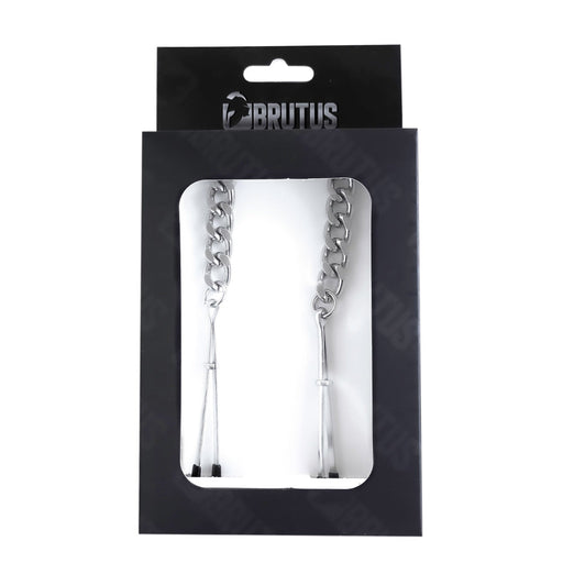 Brutus - Tepelklemmen - Metalen Zilverkleurige Tepelklemmen met Ketting - TWEEZER Nipple Clamps Silver-Erotiekvoordeel.nl