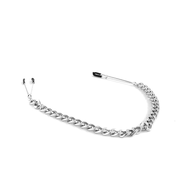 Brutus - Tepelklemmen - Metalen Zilverkleurige Tepelklemmen met Ketting - TWEEZER Nipple Clamps Silver-Erotiekvoordeel.nl