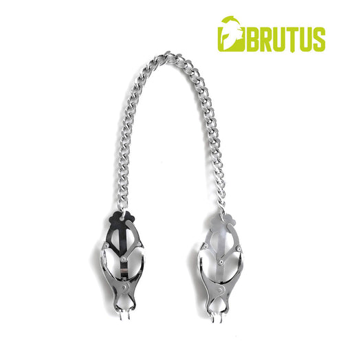 Brutus - Tepelklemmen - Zilverkleurige Metalen Japanse Clover Tepelklemmen met Ketting-Erotiekvoordeel.nl