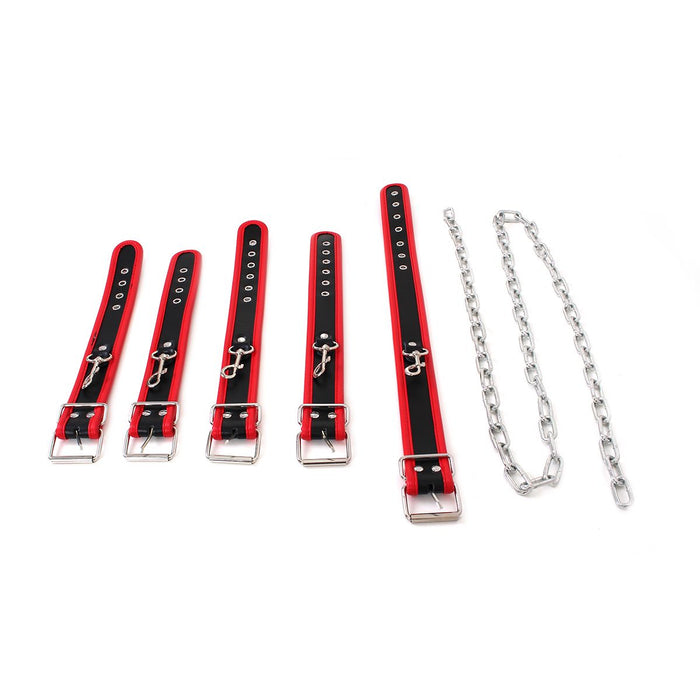 Kiotos - Budget Bondageset Met collar, hand- En voetboeien - Rood/Zwart-Erotiekvoordeel.nl