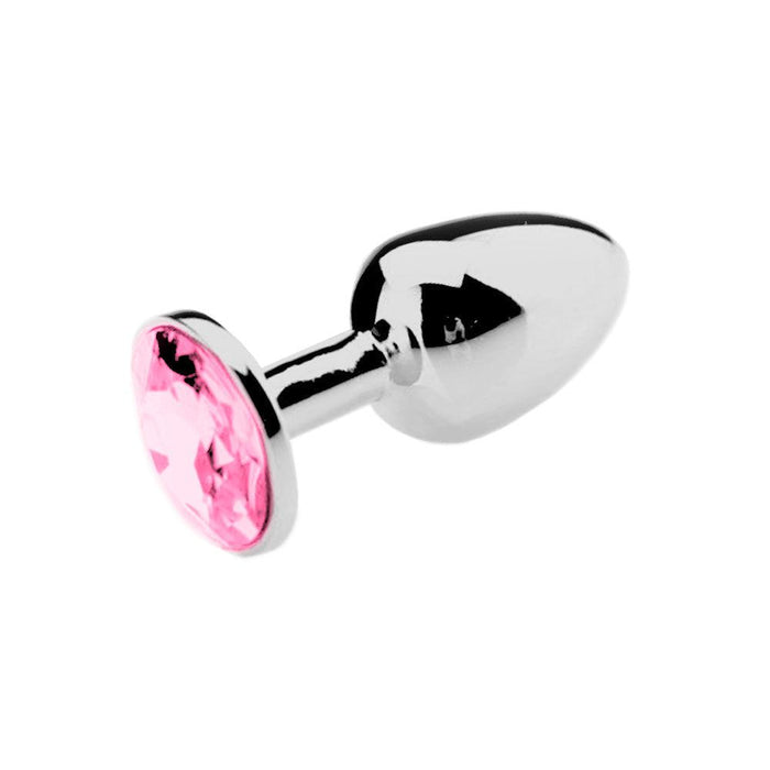 Buttplug Aluminium Met Roze Kristal - Large-Erotiekvoordeel.nl