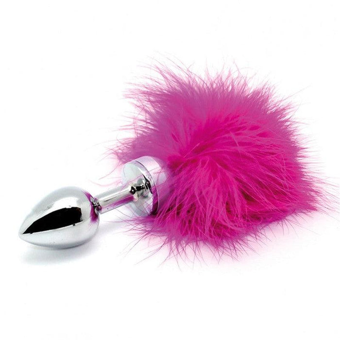 Rimba - Buttplug RVS Met veren - Roze-Erotiekvoordeel.nl