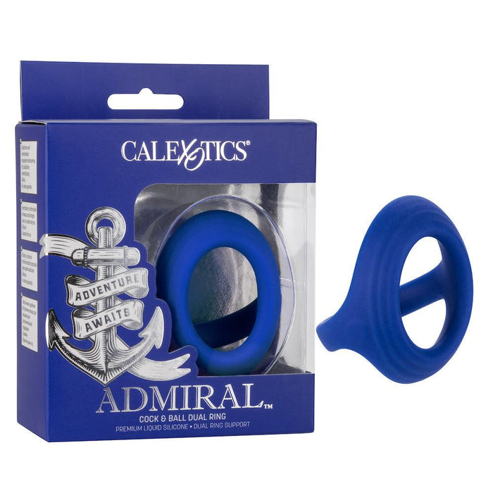 Calexotics - Admiral Cockring en Dubbele Scrotum Ring - Rekbaar - Blauw-Erotiekvoordeel.nl