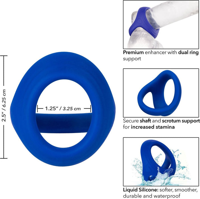 Calexotics - Admiral Cockring en Dubbele Scrotum Ring - Rekbaar - Blauw-Erotiekvoordeel.nl