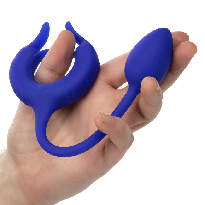 Calexotics - Admiral Cockring met Verzwaarde Vibrerende Buttplug - Blauw-Erotiekvoordeel.nl