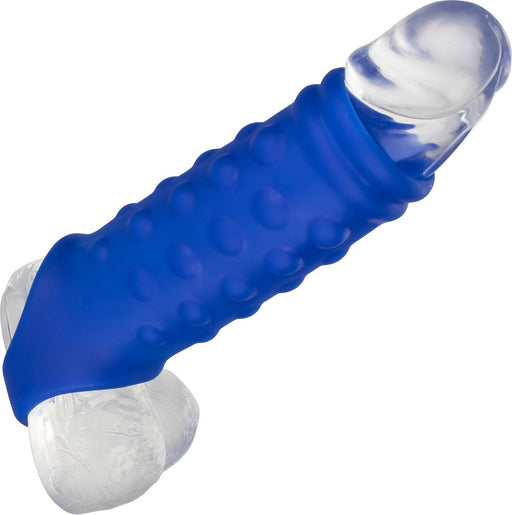 Calexotics - Admiral Geribbelde Penis Sleeve - Liquid Siliconen - Blauw-Erotiekvoordeel.nl