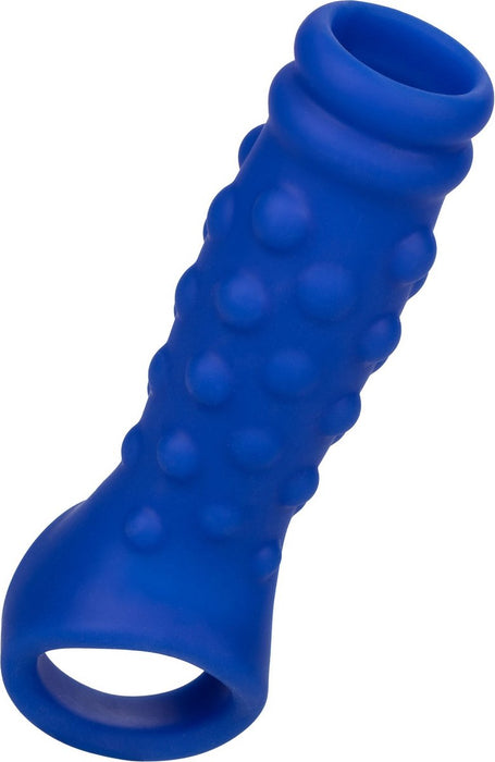 Calexotics - Admiral Geribbelde Penis Sleeve - Liquid Siliconen - Blauw-Erotiekvoordeel.nl