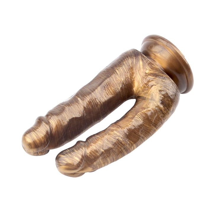 Chisa Novelties - Gold Dildo Voor Gelijktijdige Vaginale en Anale Penetratie - Dick Cumming - Goud-Erotiekvoordeel.nl