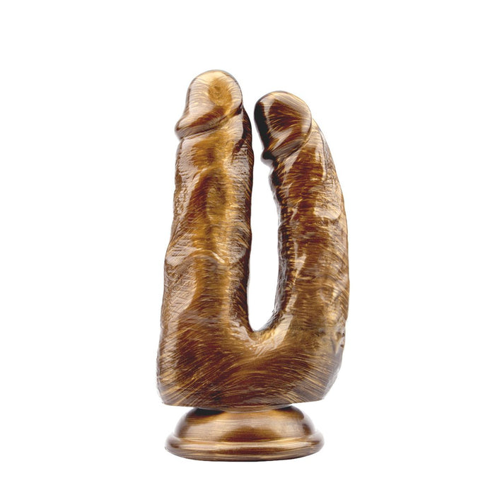 Chisa Novelties - Gold Dildo Voor Gelijktijdige Vaginale en Anale Penetratie - Dick Cumming - Goud-Erotiekvoordeel.nl