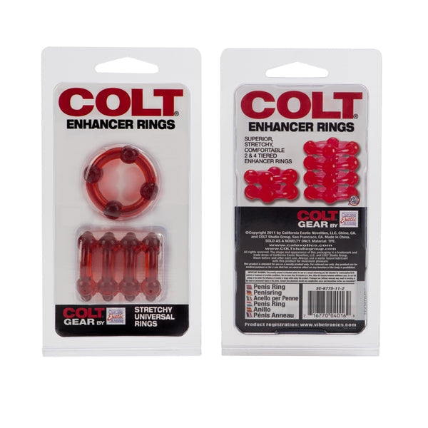 Colt - Enhancer Rings - Rekbare Cockringen Set - Rood-Erotiekvoordeel.nl