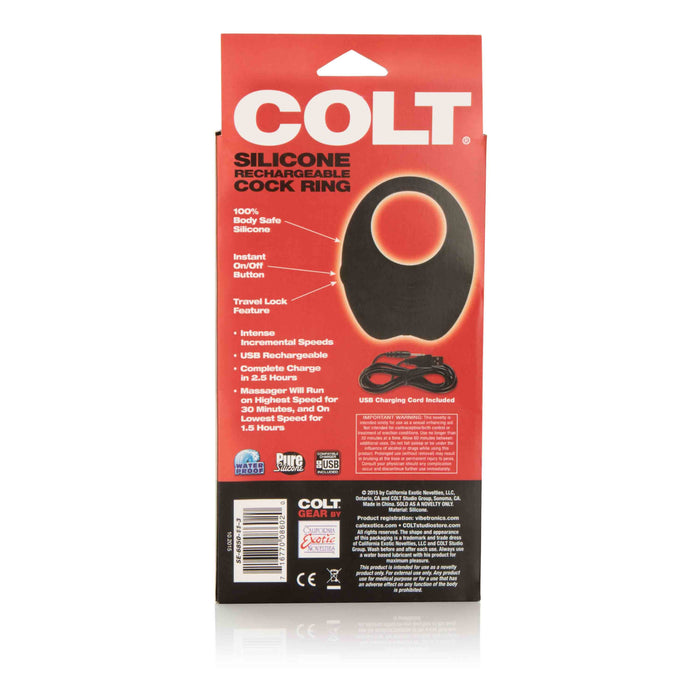 Colt - Oplaadbare Cockring - Zwart - Inner Diameter 3.25 cm - Siliconen-Erotiekvoordeel.nl