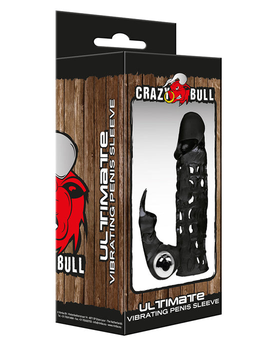 Crazy Bull - Ultimate Vibrerende Penis Sleeve Met Clitoris Stimulator - Zwart-Erotiekvoordeel.nl