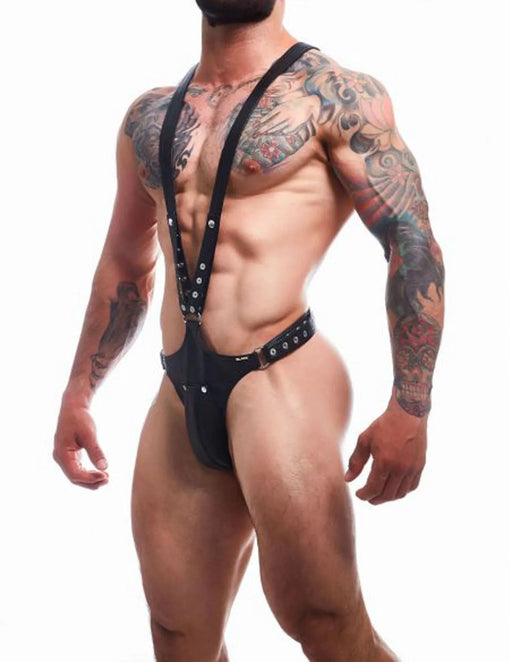 Cut 4 Men - Dungeon Harness - Leatherette - One Size - Zwart-Erotiekvoordeel.nl