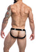 Cut4Men - Desire Jockstrap Leatherette - Metallic Blauw/Zwart-Erotiekvoordeel.nl