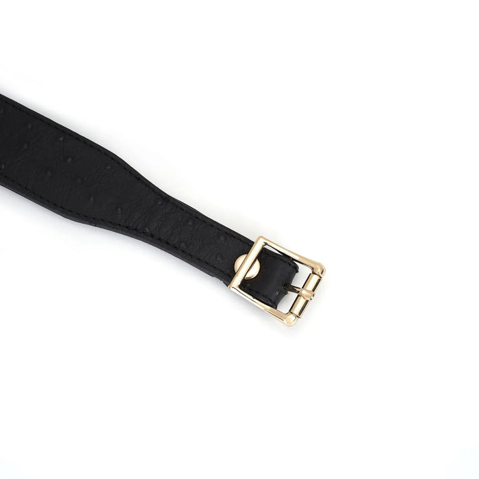 Liebe Seele - Demon's Kiss - Smalle Curved Collar Met Leash - Luxe En exclusief ontwerp - Zwart/Goud-Erotiekvoordeel.nl