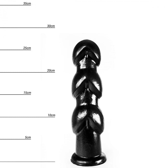 Dinoo - Geribbelde XXL Buttplug Gaston 27,5 x 8 cm - Zwart-Erotiekvoordeel.nl