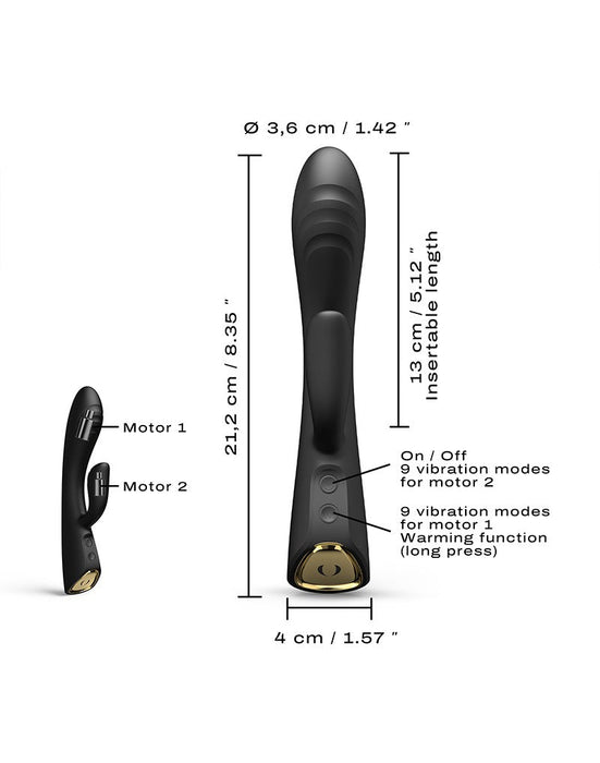 Dorcel - Flexi Rabbit - Verwarmde Tarzan Vibrator - Zwart-Erotiekvoordeel.nl