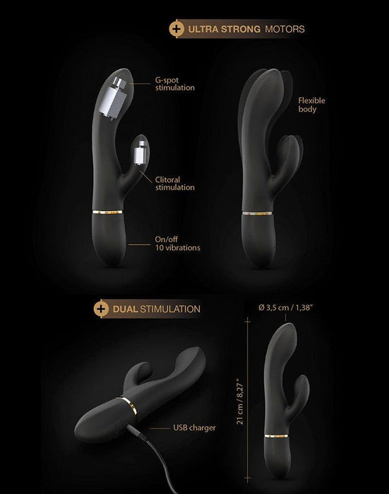 Dorcel - Glam Rabbit - Flexibele Rabbit Vibrator - Zwart-Erotiekvoordeel.nl