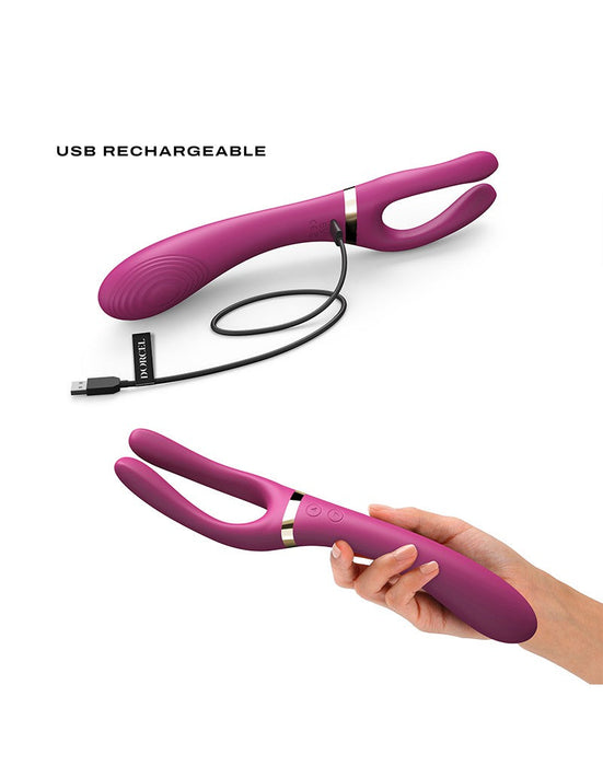 Dorcel - Infiniite Joy - Multi Vibrator - Met Twee 360° Flexibele Armen - Roze-Erotiekvoordeel.nl