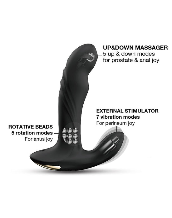 Dorcel - Multi P-Joy - Roterende Prostaat Massager - Met Afstandsbediening - Zwart-Erotiekvoordeel.nl