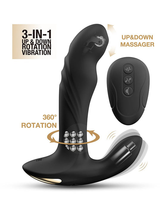 Dorcel - Multi P-Joy - Roterende Prostaat Massager - Met Afstandsbediening - Zwart-Erotiekvoordeel.nl