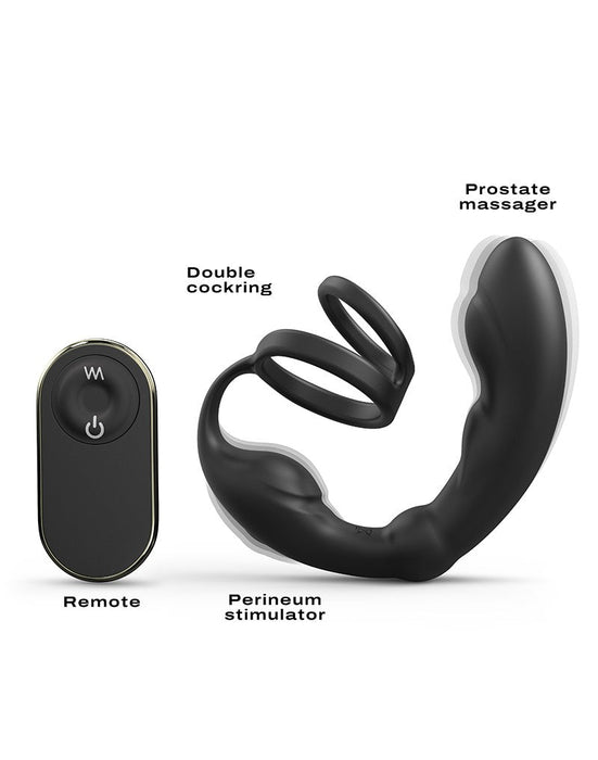 Dorcel - P-Ring - Perineum en Prostaat Vibrator - Met Dubbele Cockring - Zwart-Erotiekvoordeel.nl