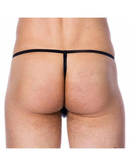 Rimba - Echt nappa lederen Heren G-String Met penis pouch - Zwart-Erotiekvoordeel.nl