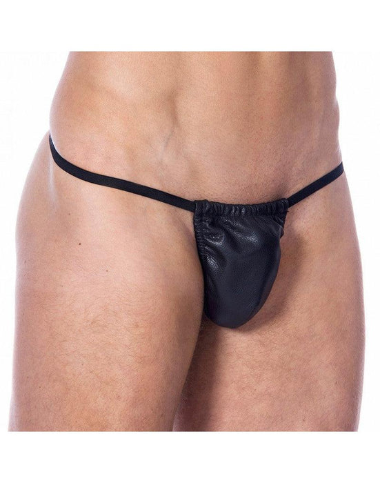 Rimba - Echt nappa lederen Heren G-String Met penis pouch - Zwart-Erotiekvoordeel.nl