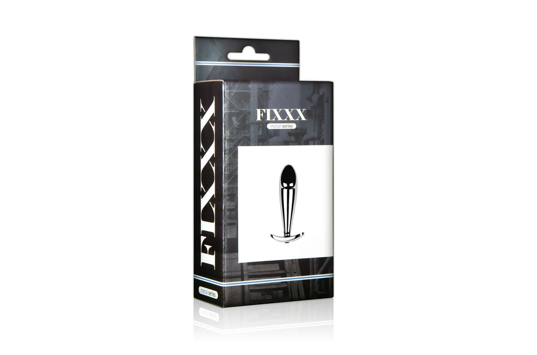 Fixxx - Aluminium Buttplug met Handvat met Rood Strass Steentje - Zilver-Erotiekvoordeel.nl