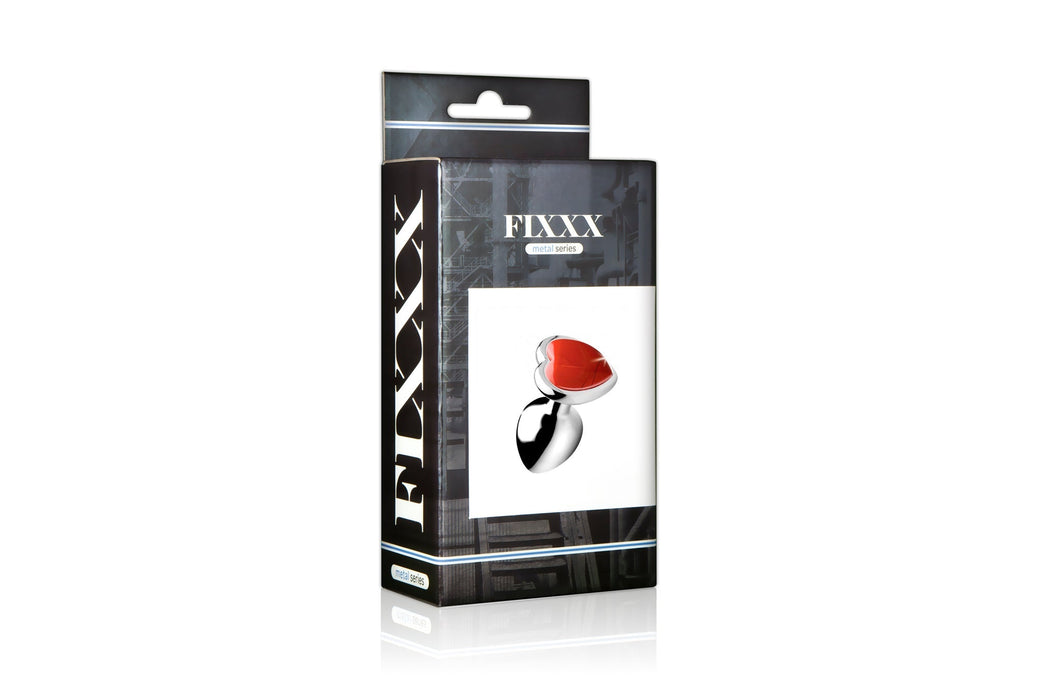 Fixxx - Aluminium Buttplug met Hartvormige Siersteen - Red Jasper - 3 maten-Erotiekvoordeel.nl