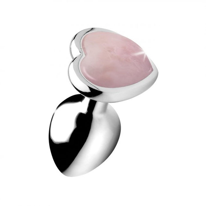 Fixxx - Aluminium Buttplug met Hartvormige Siersteen - Rose Quartz - 3 maten-Erotiekvoordeel.nl