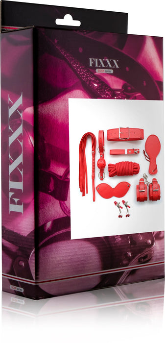 Fixxx - BDSM Set - 9 delen - PU-Leer - Rood-Erotiekvoordeel.nl