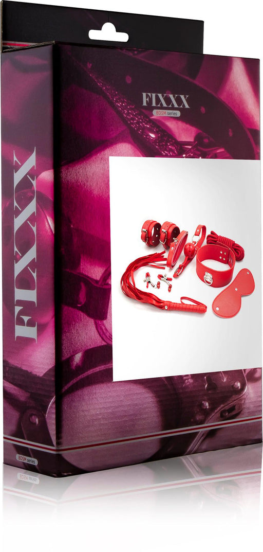 Fixxx - BDSM Set Beginners - PU-leer - 8 delen - Rood-Erotiekvoordeel.nl