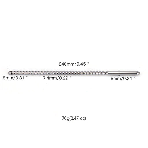 Fixxx - Lange Geribbelde Dilator - Penisplug - Diameter 8 mm - RVS - Zilver-Erotiekvoordeel.nl