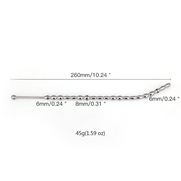Fixxx - Urethrale Dilator met Bolletjes - Lengte 26 cm - Diameter 6-8 mm - RVS - Zilver-Erotiekvoordeel.nl