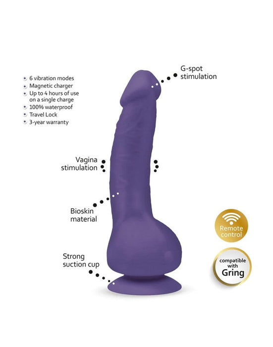 G-Vibe - G-Real 2 Vibrerende Dildo Met Zuignap - Paars-Erotiekvoordeel.nl