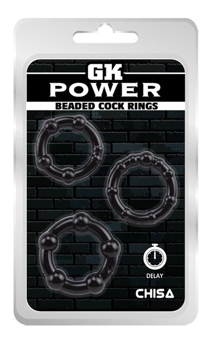 GK Power - Beaded Cock Rings - Zwart-Erotiekvoordeel.nl
